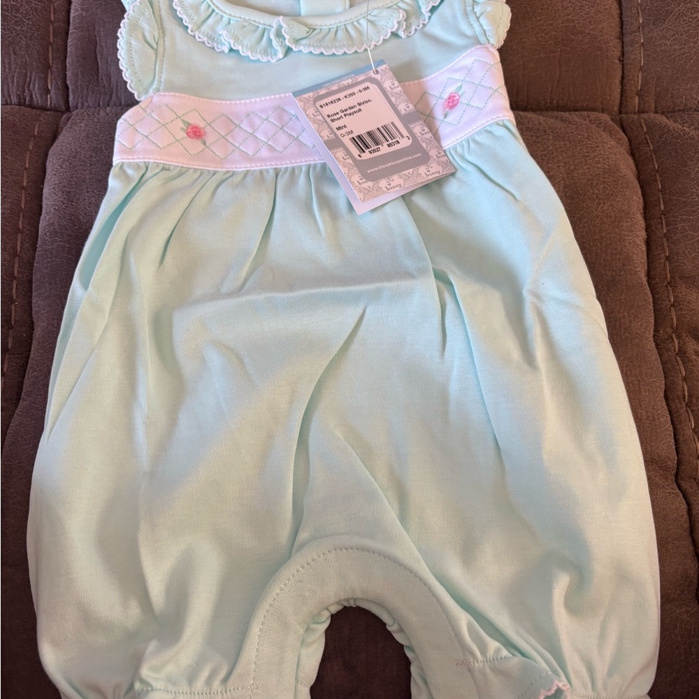 Kissy Kissy Green and Pink Bodysuit with Decorative Waistline
